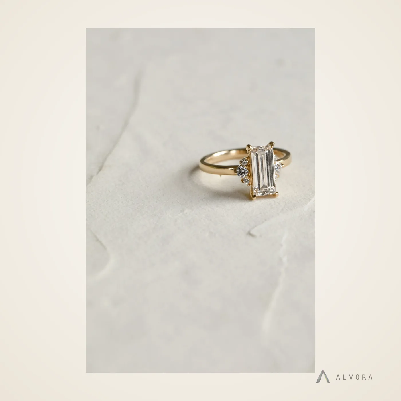 Aveline Baguette Solitaire, baguette solitaire lab-grown diamond engagement ring