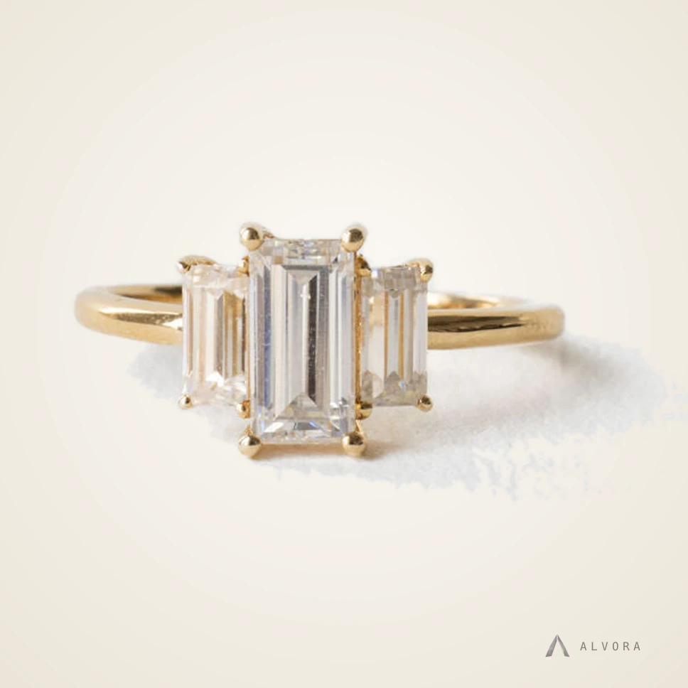 Bettina Baguette Solitaire, baguette solitaire lab-grown diamond engagement ring