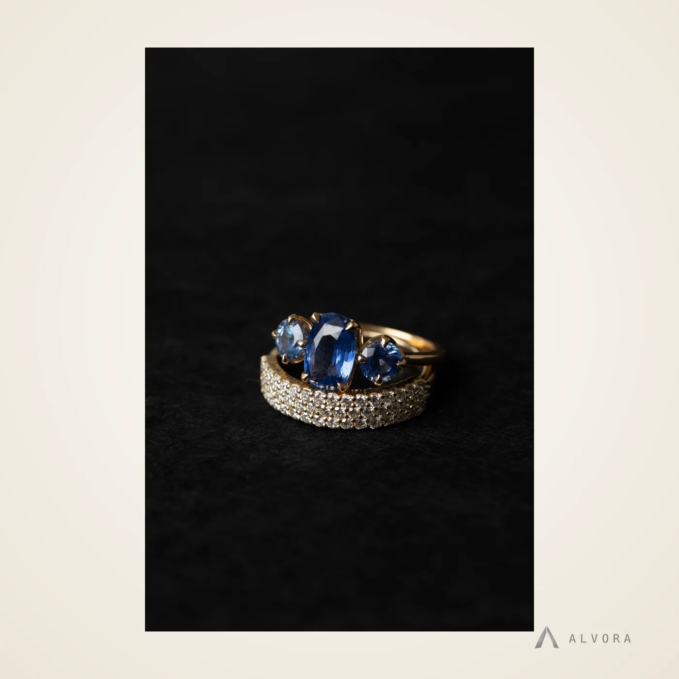Cosima Blue Solitaire, solitaire lab-grown diamond engagement ring