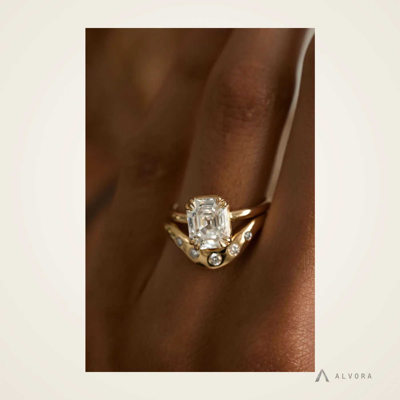 Kerensa Emerald Solitaire, emerald solitaire lab-grown diamond engagement ring