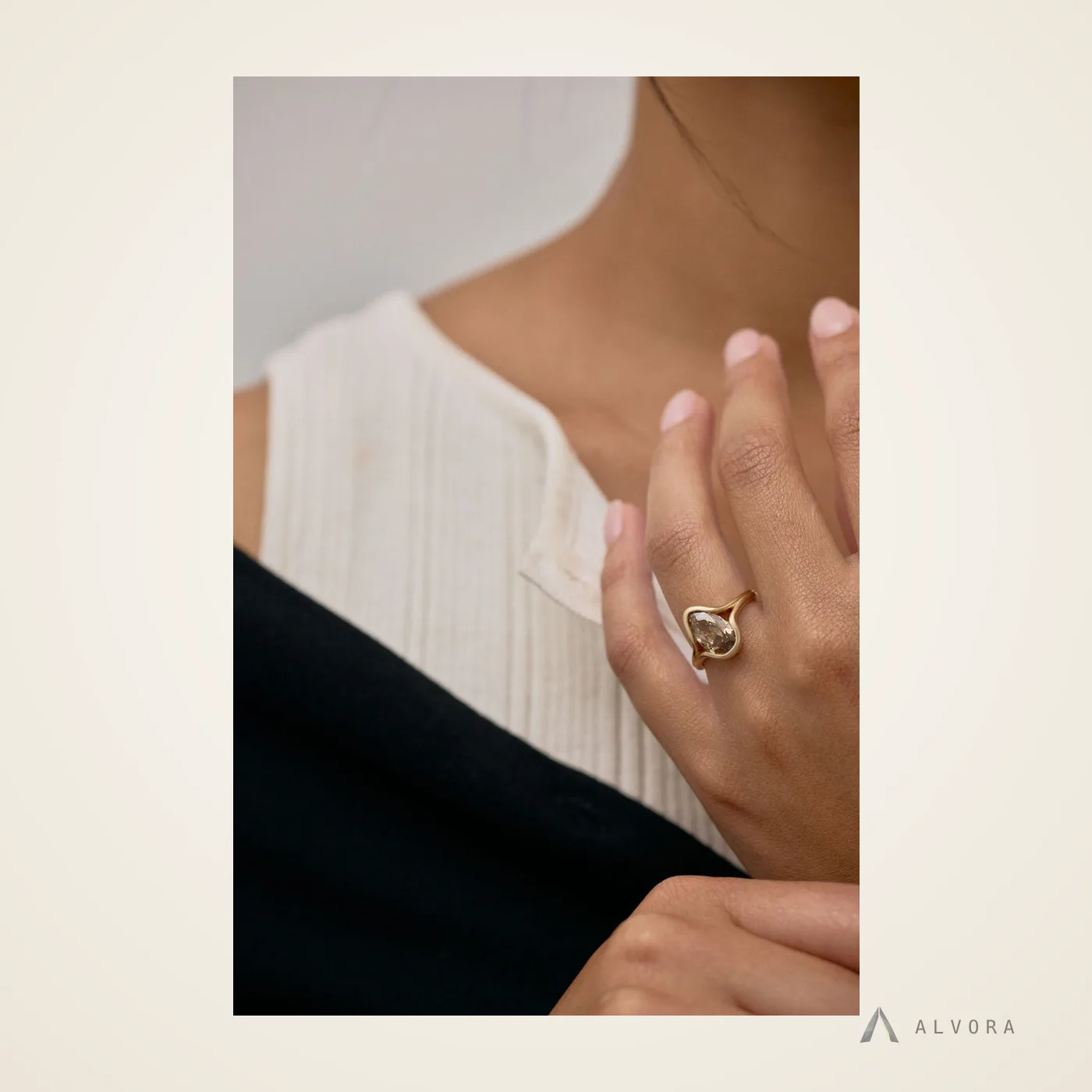 Orabel Pear Heritage, pear heritage lab-grown diamond engagement ring