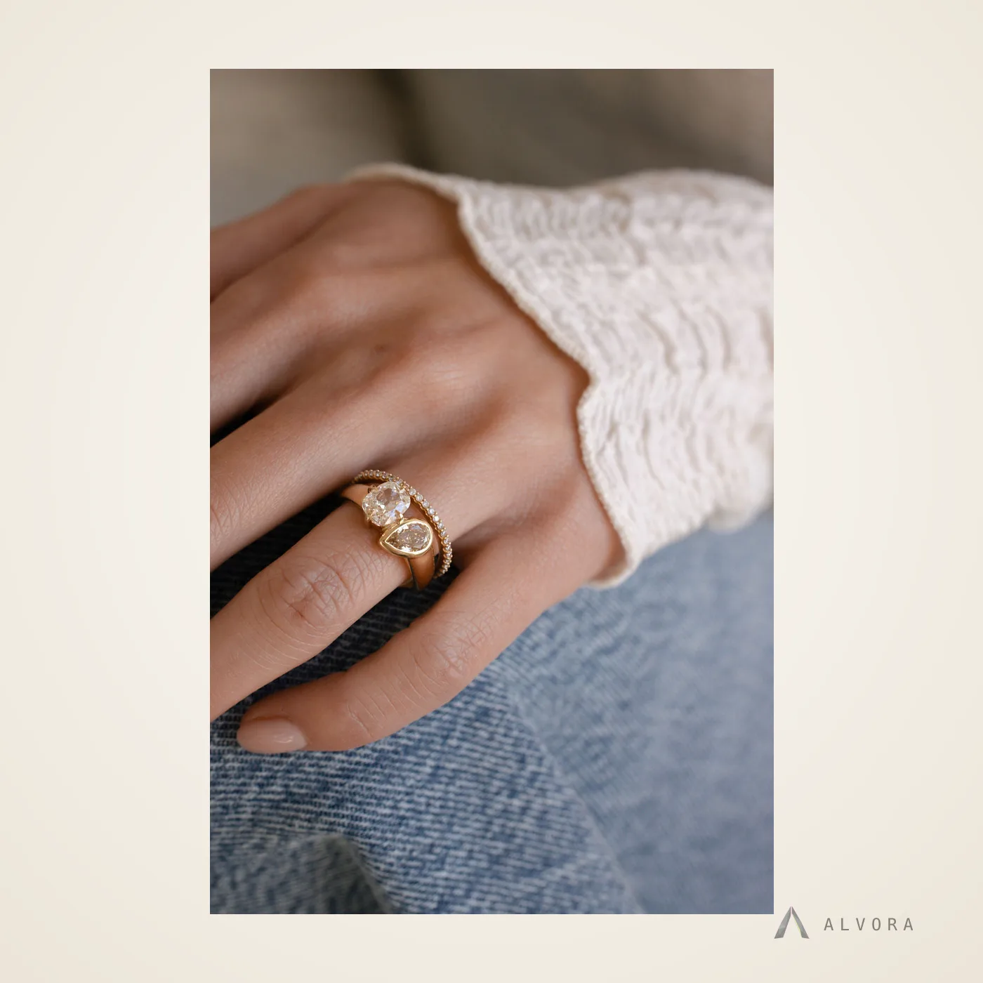 Pernille Toi et Moi, toi et moi lab-grown diamond engagement ring