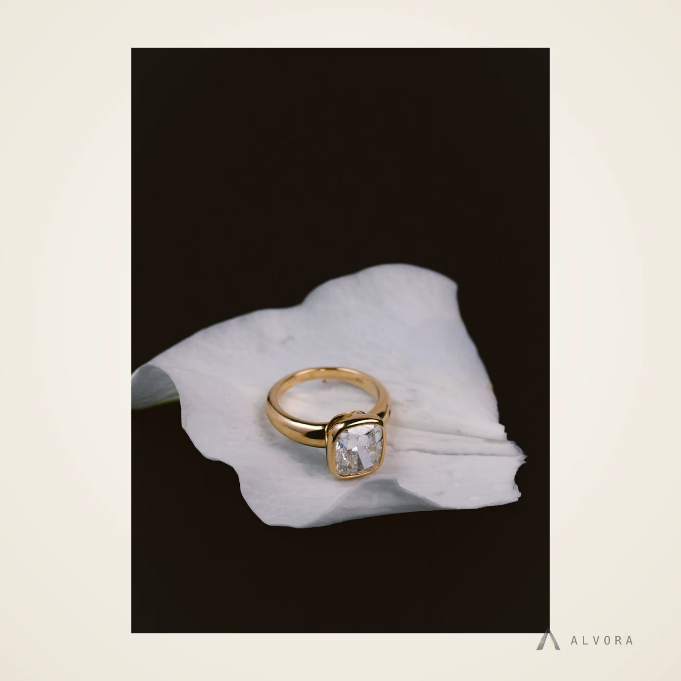Undine Cushion Solitaire, cushion solitaire lab-grown diamond engagement ring