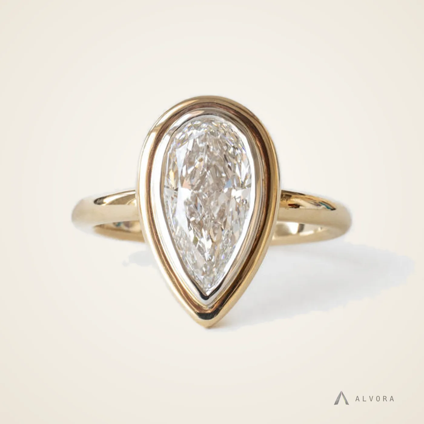 Verena Pear Solitaire, pear solitaire lab-grown diamond engagement ring