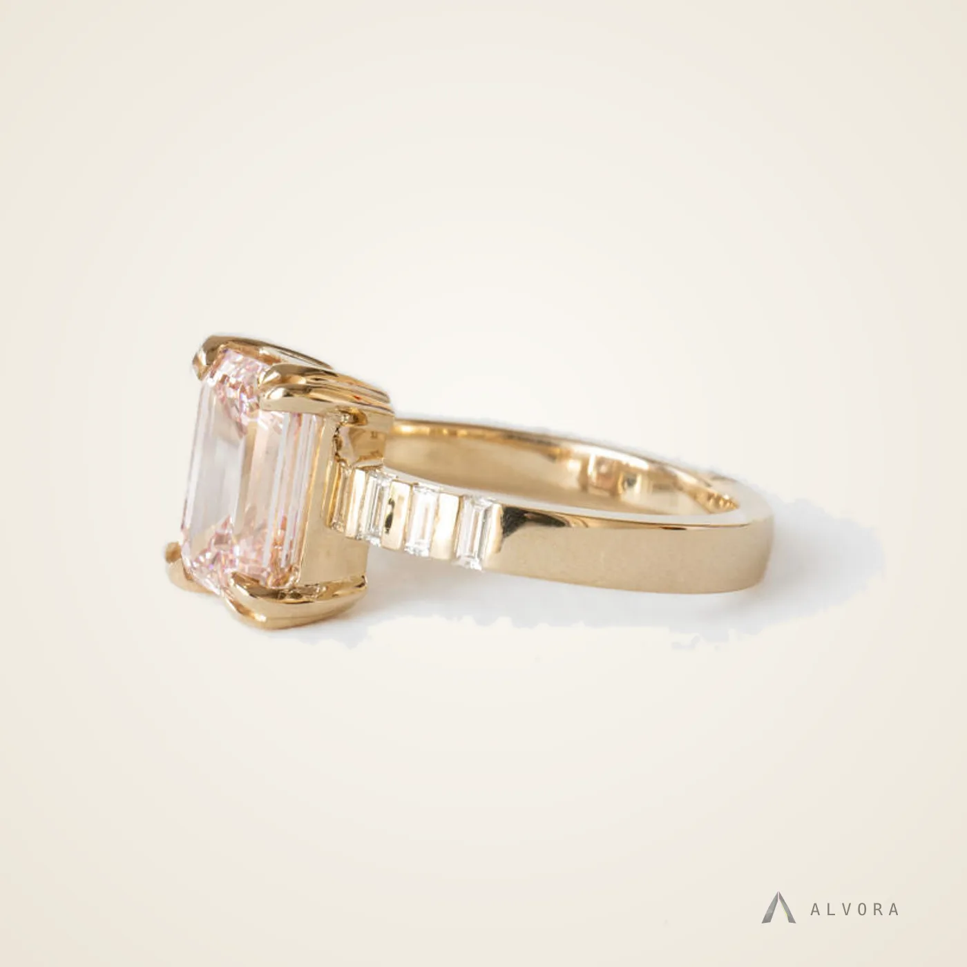 Willa Emerald Solitaire, emerald solitaire lab-grown diamond engagement ring