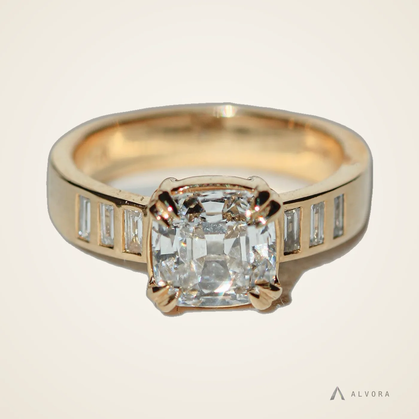 Willa Cushion Solitaire, cushion solitaire lab-grown diamond engagement ring