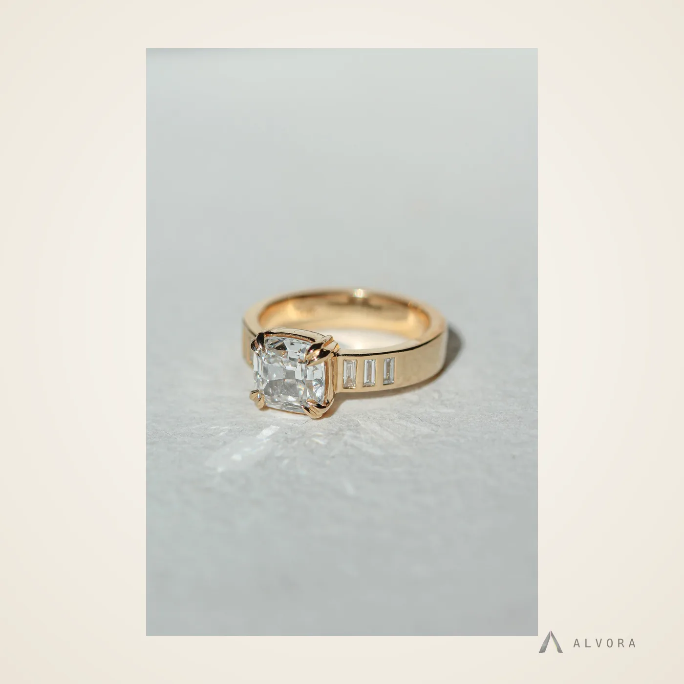 Willa Cushion Solitaire, cushion solitaire lab-grown diamond engagement ring
