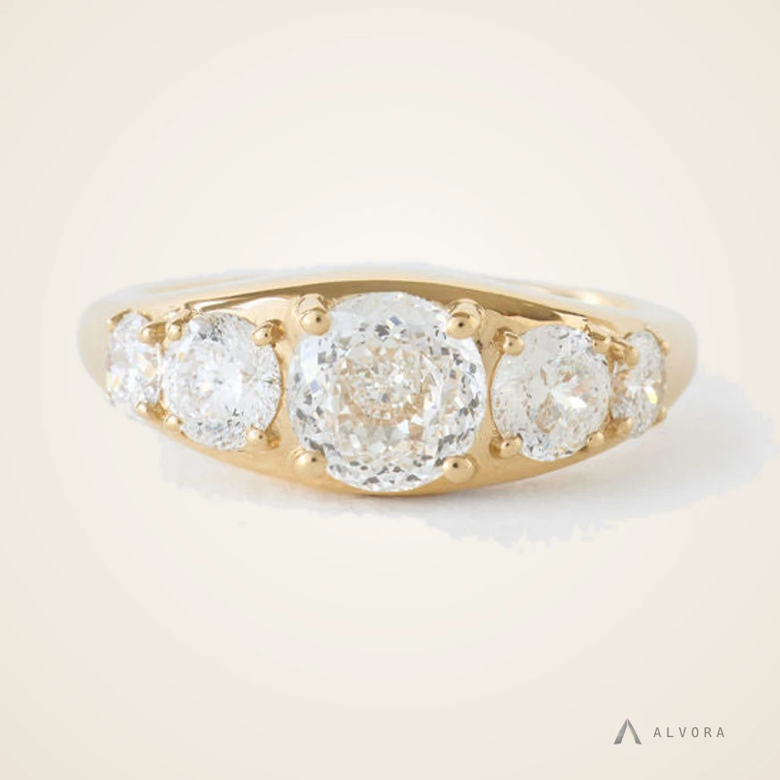 Zenobia Five Stone, five stone lab-grown diamond engagement ring