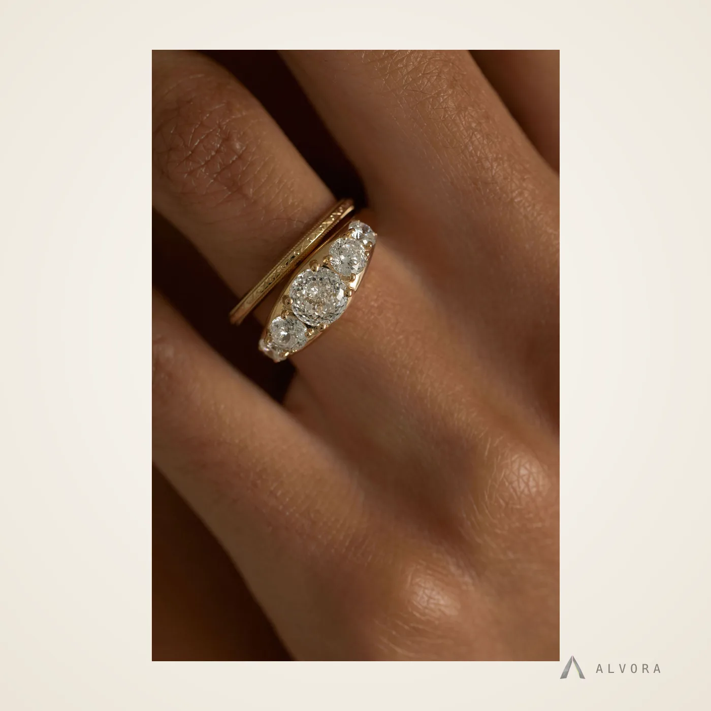 Zenobia Five Stone, five stone lab-grown diamond engagement ring