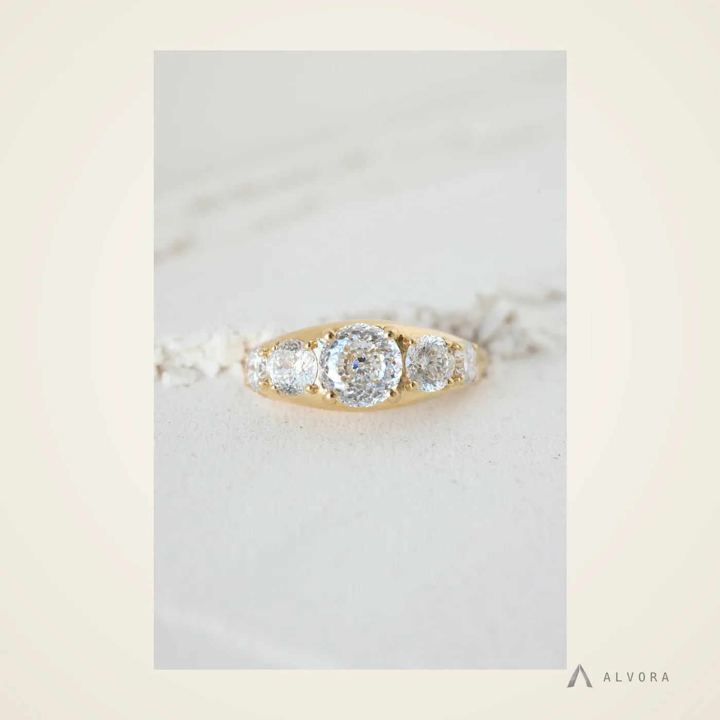 Zenobia Five Stone, five stone lab-grown diamond engagement ring