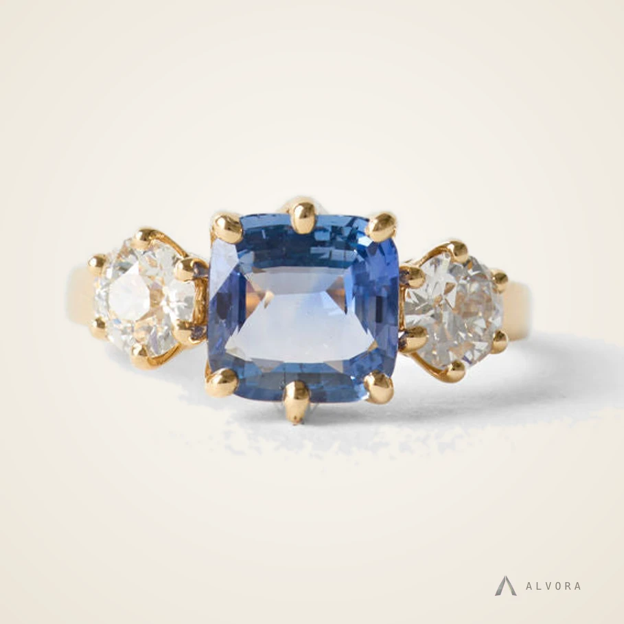 Aisling Blue Three Stone, three stone lab-grown diamond engagement ring