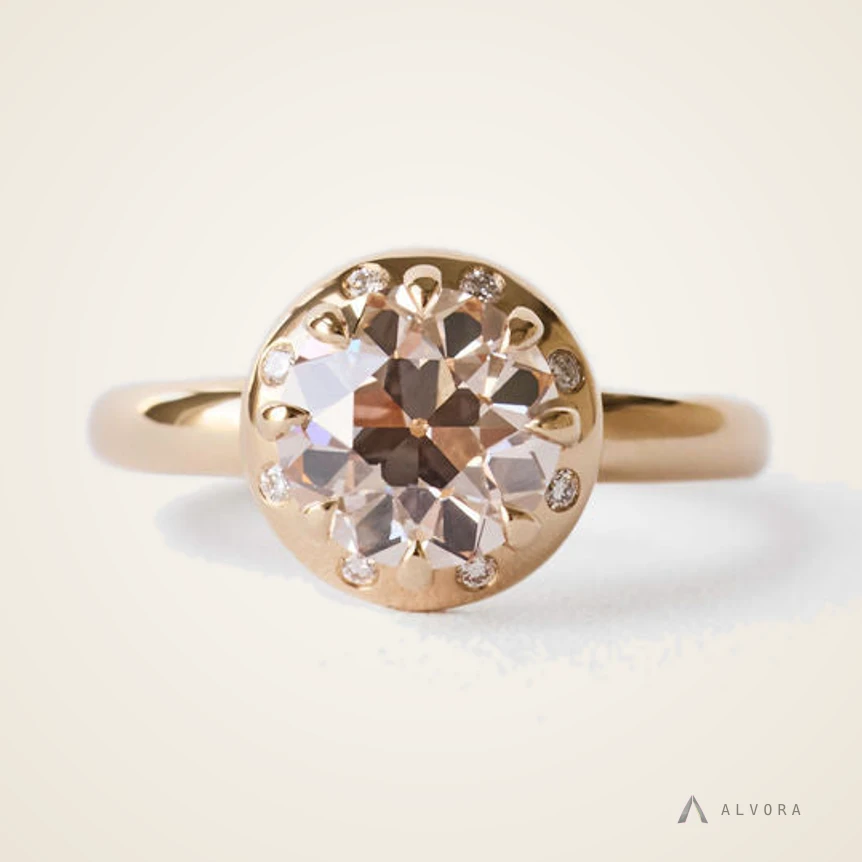 Philippa Champagne Solitaire, solitaire lab-grown diamond engagement ring