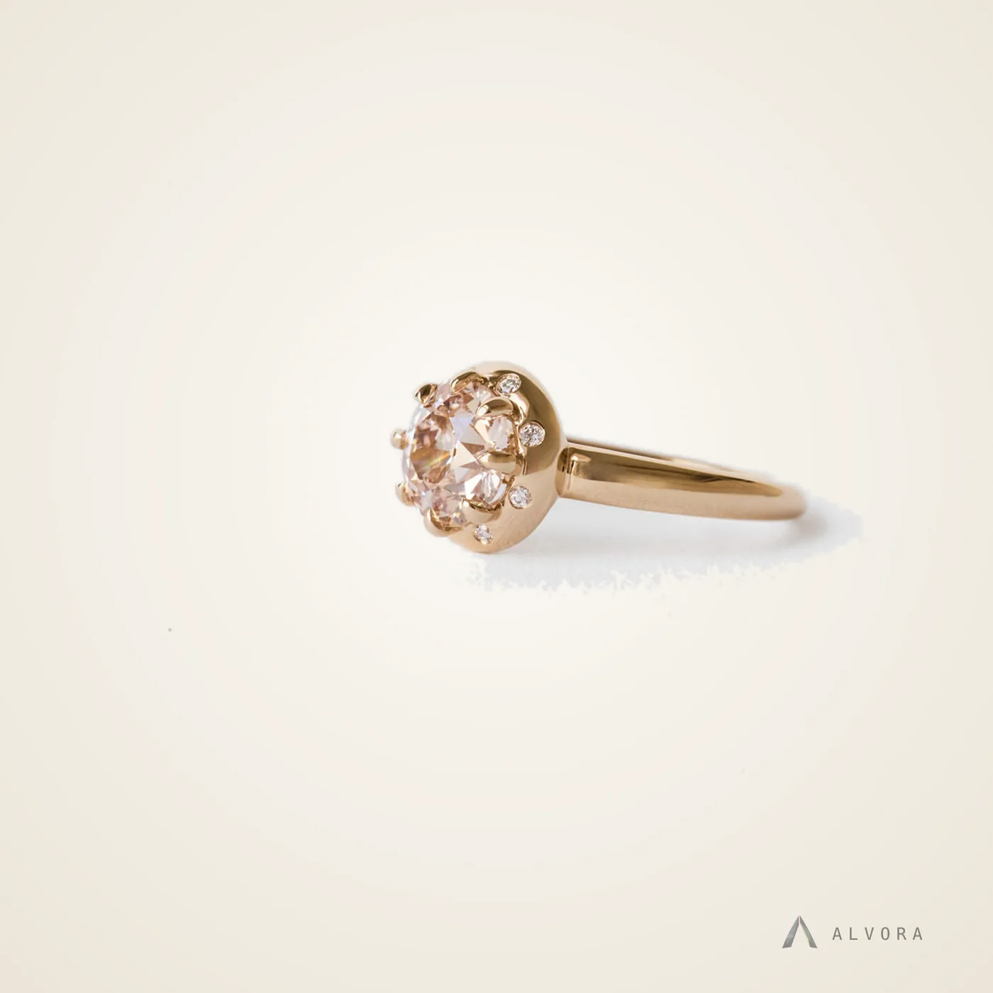 Philippa Champagne Solitaire, solitaire lab-grown diamond engagement ring