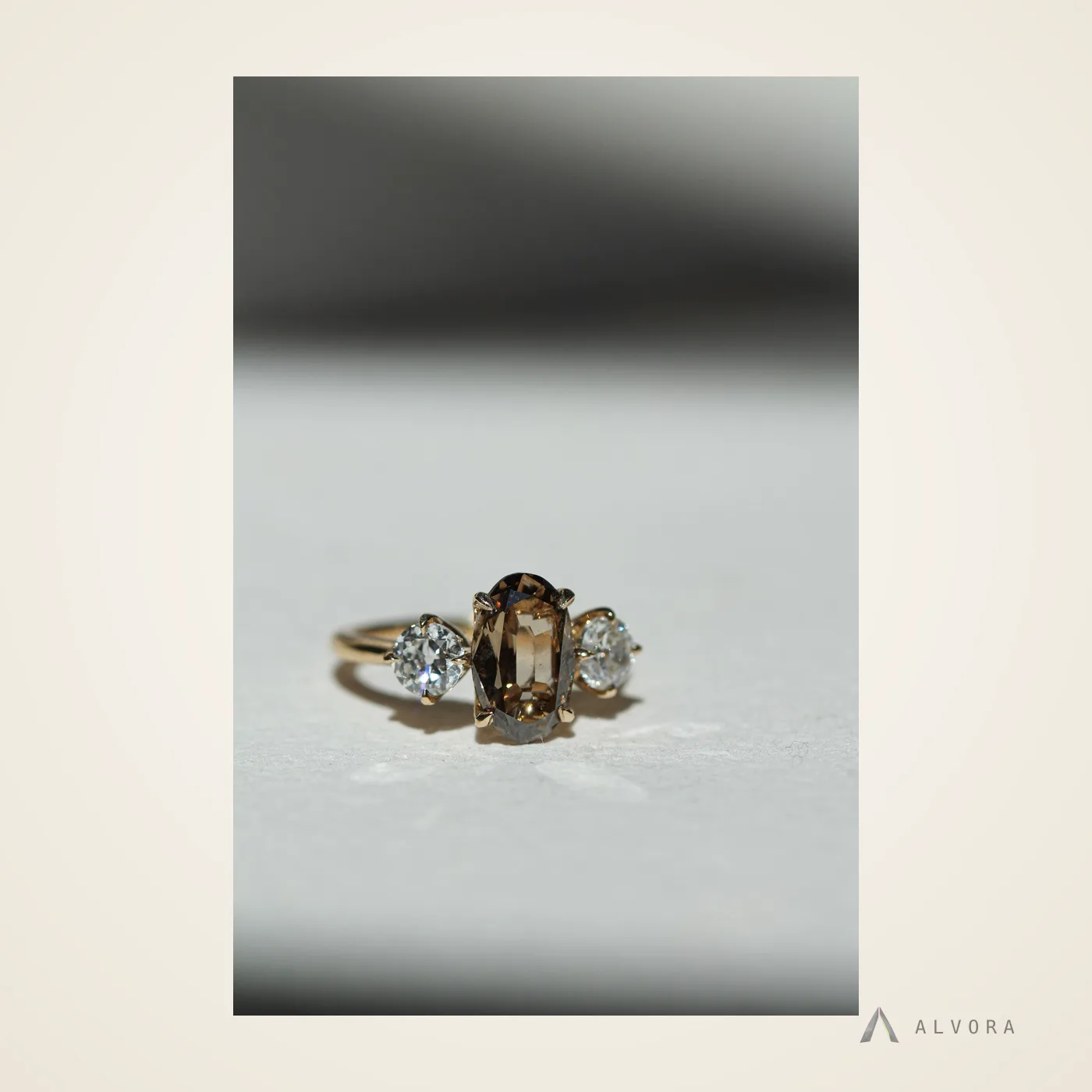 Cosima Champagne Oval Solitaire, oval solitaire lab-grown diamond engagement ring