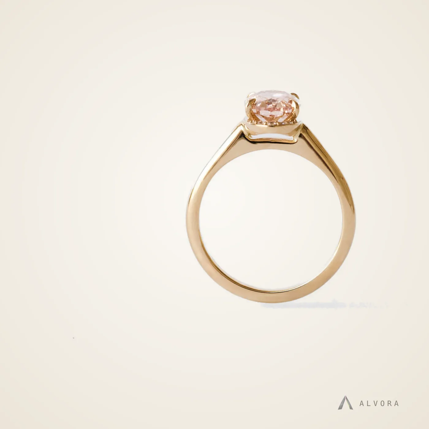 Noor Champagne Oval Solitaire, oval solitaire lab-grown diamond engagement ring