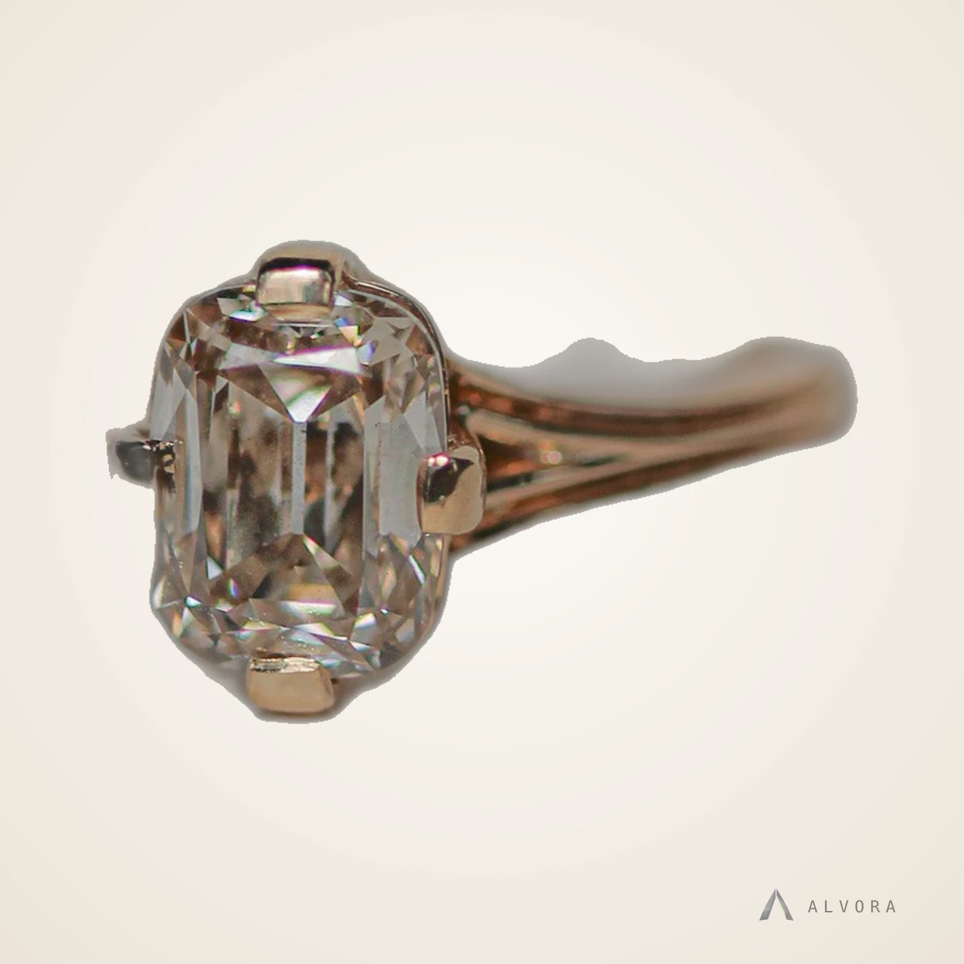 Alethea Champagne Cushion Solitaire, cushion solitaire lab-grown diamond engagement ring