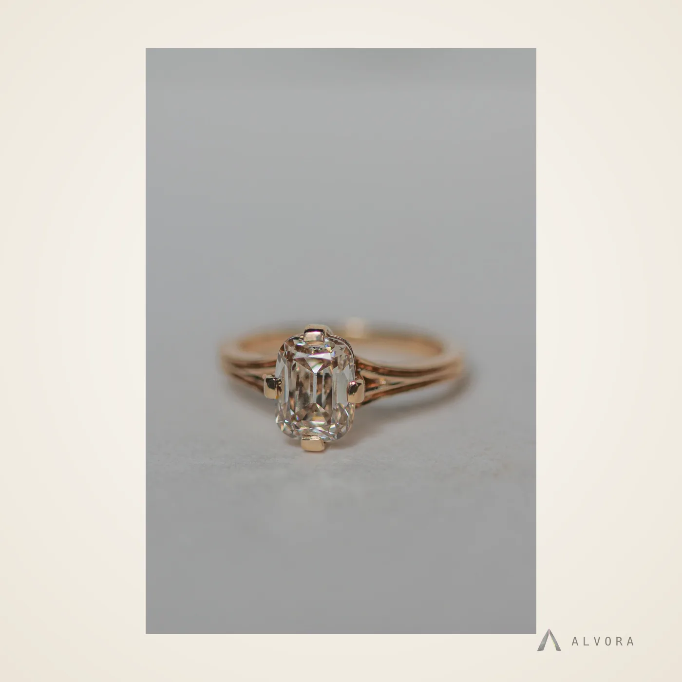 Alethea Champagne Cushion Solitaire, cushion solitaire lab-grown diamond engagement ring