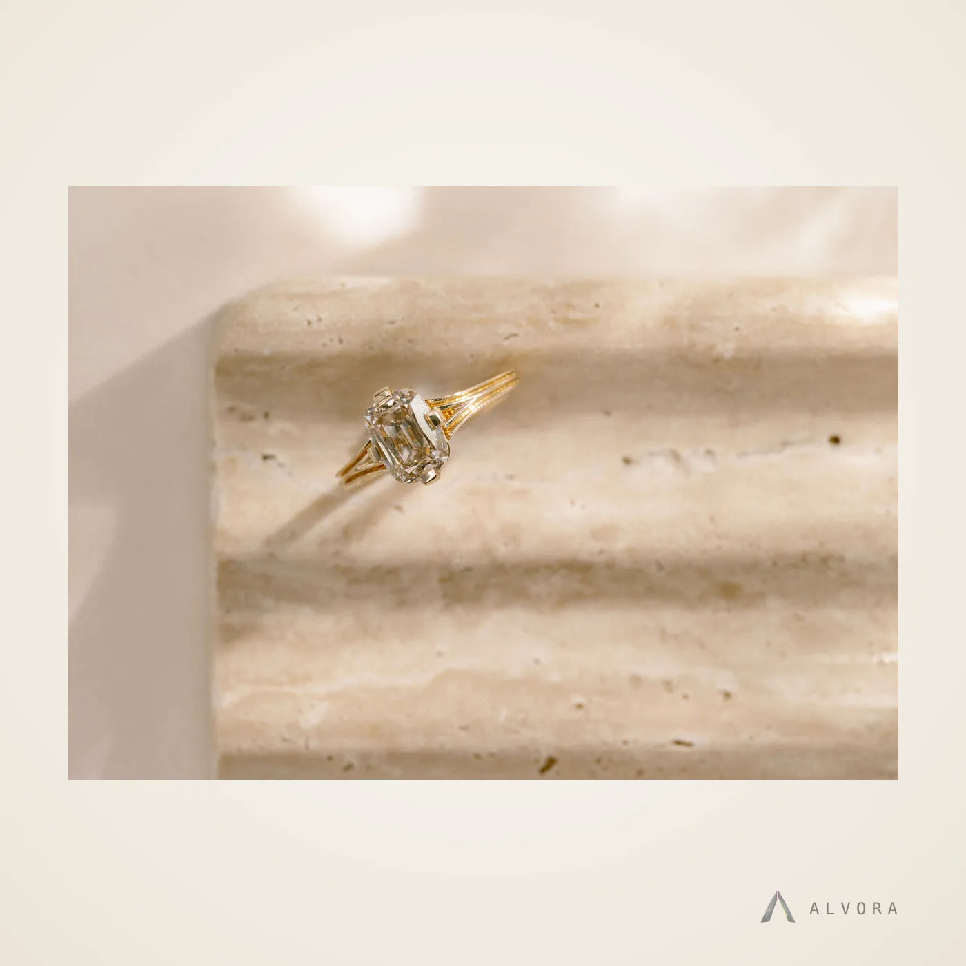 Alethea Champagne Cushion Solitaire, cushion solitaire lab-grown diamond engagement ring