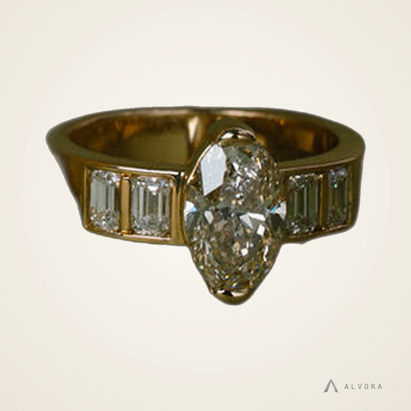 Belen Champagne Solitaire, solitaire lab-grown diamond engagement ring