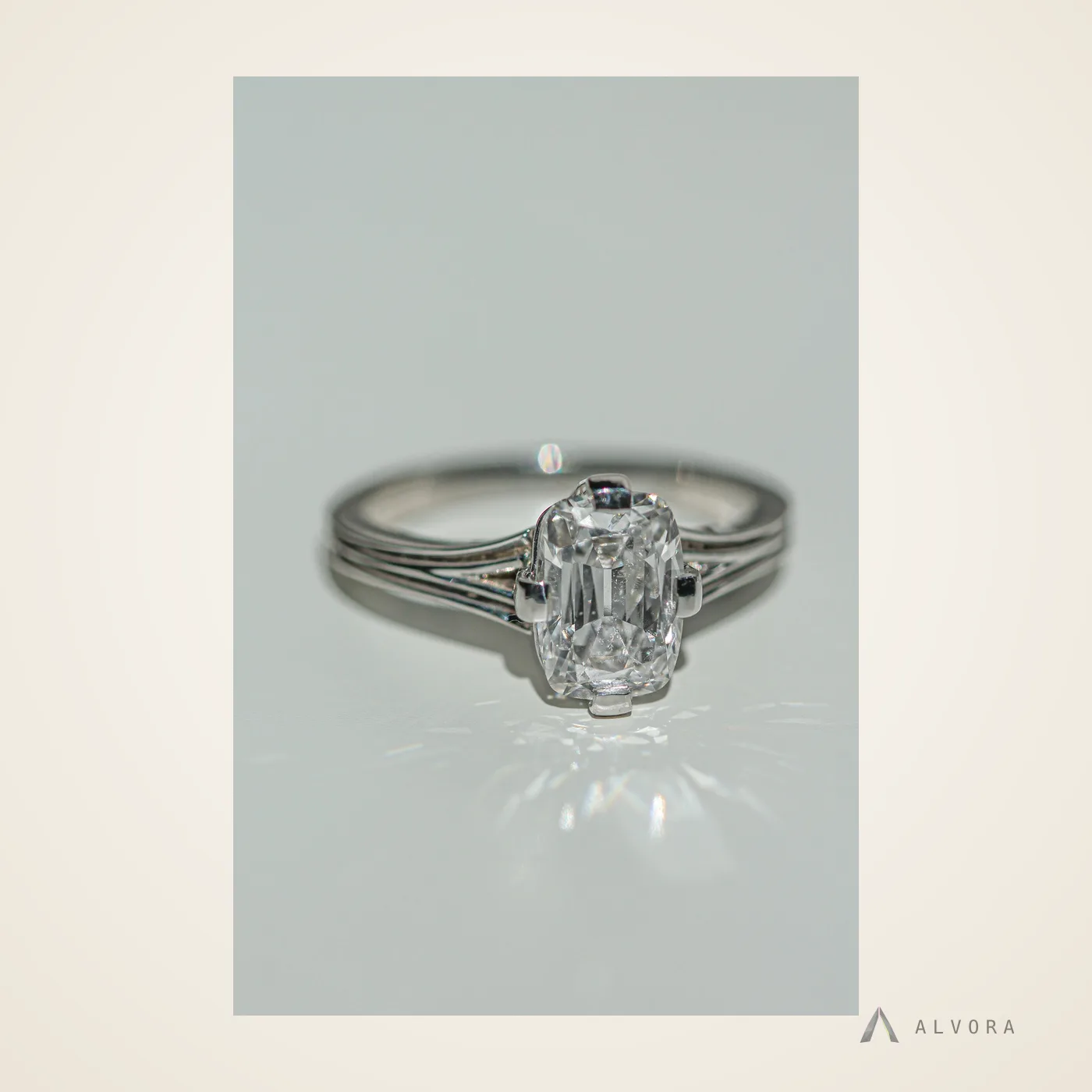 Alethea Cushion Solitaire, cushion solitaire lab-grown diamond engagement ring