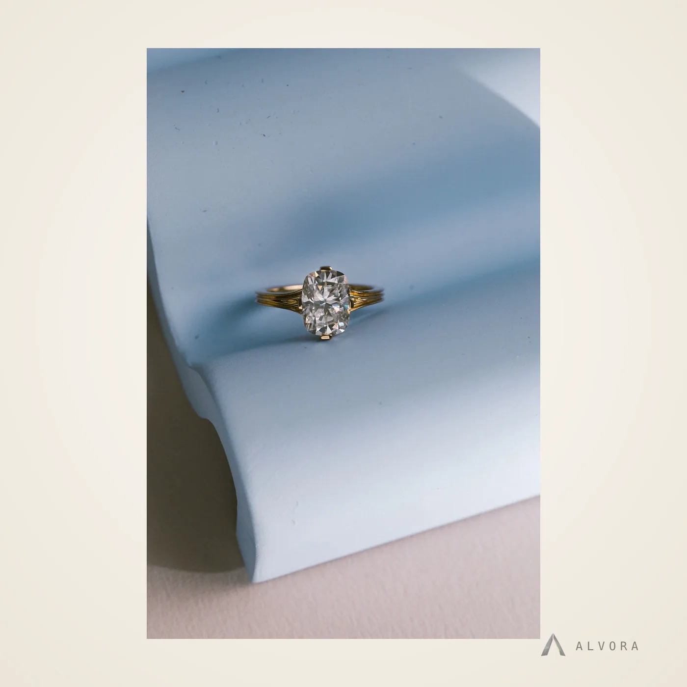 Alethea Elongated Cushion Solitaire, elongated cushion solitaire lab-grown diamond engagement ring