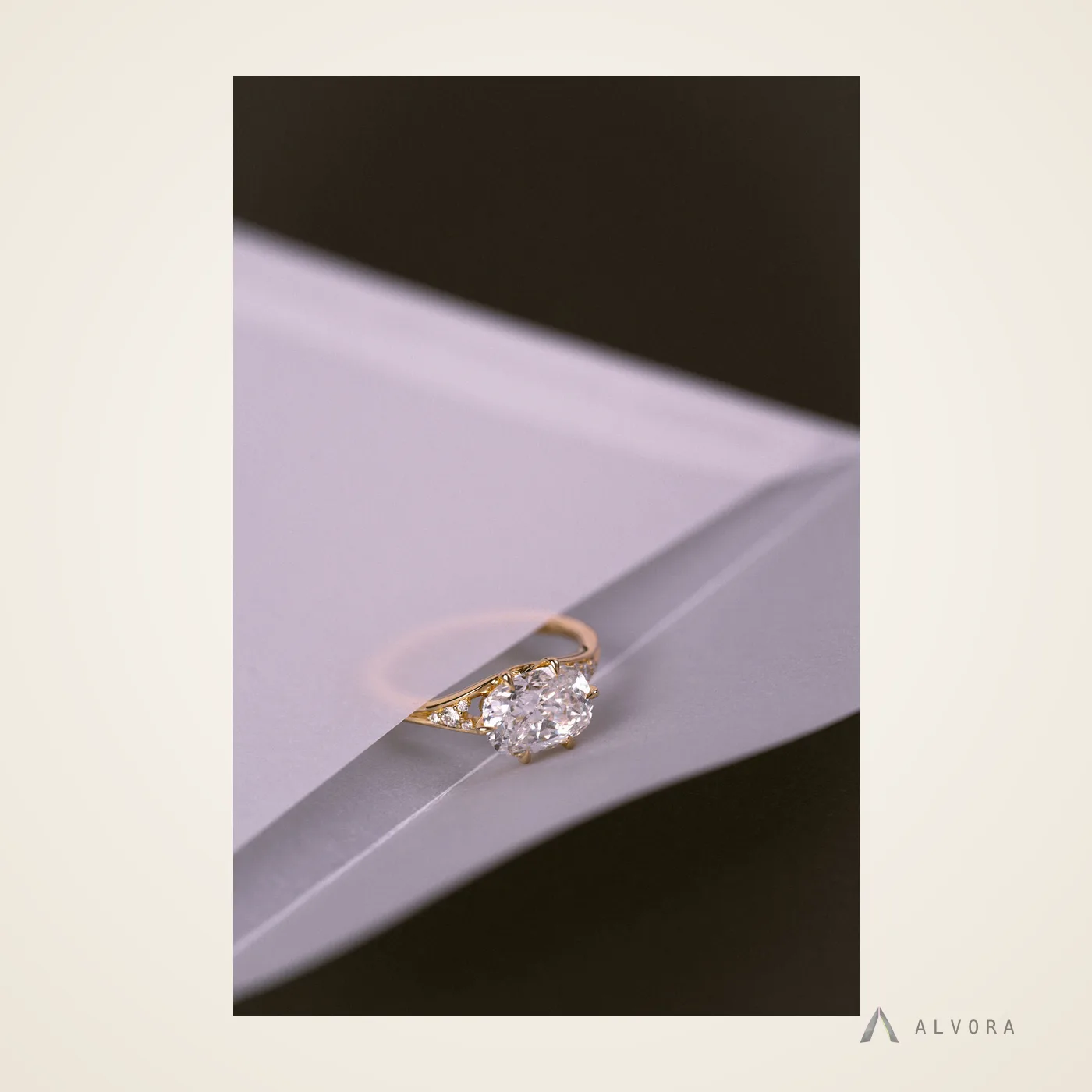 Elodie Cushion East-West, cushion east-west lab-grown diamond engagement ring