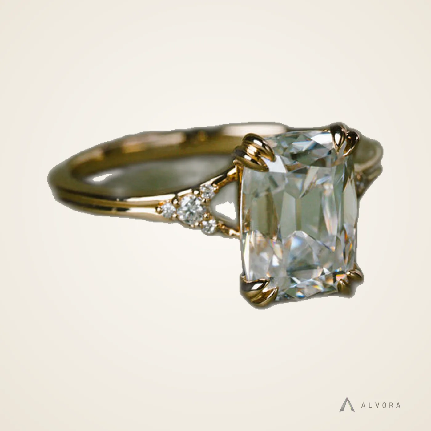 Elodie Elongated Cushion Solitaire, elongated cushion solitaire lab-grown diamond engagement ring