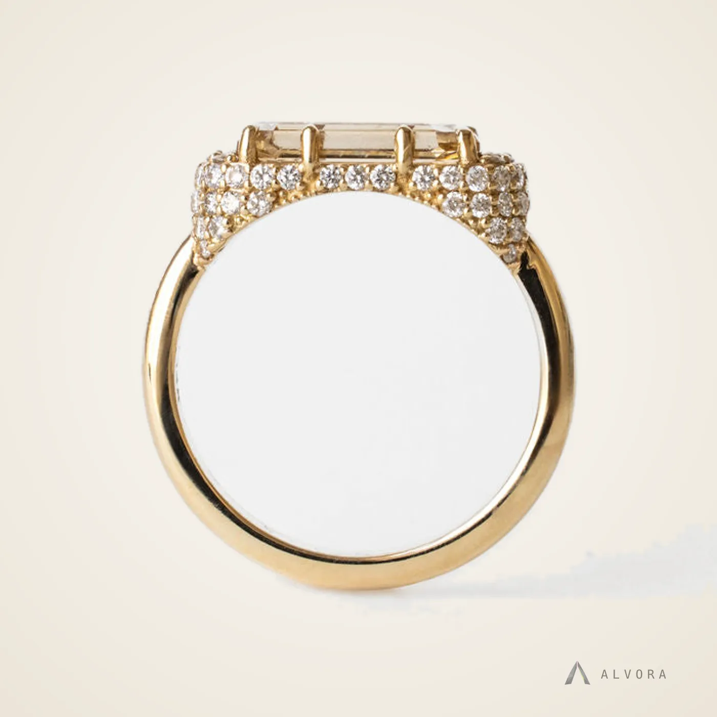 Clemence Champagne East-West, east-west lab-grown diamond engagement ring