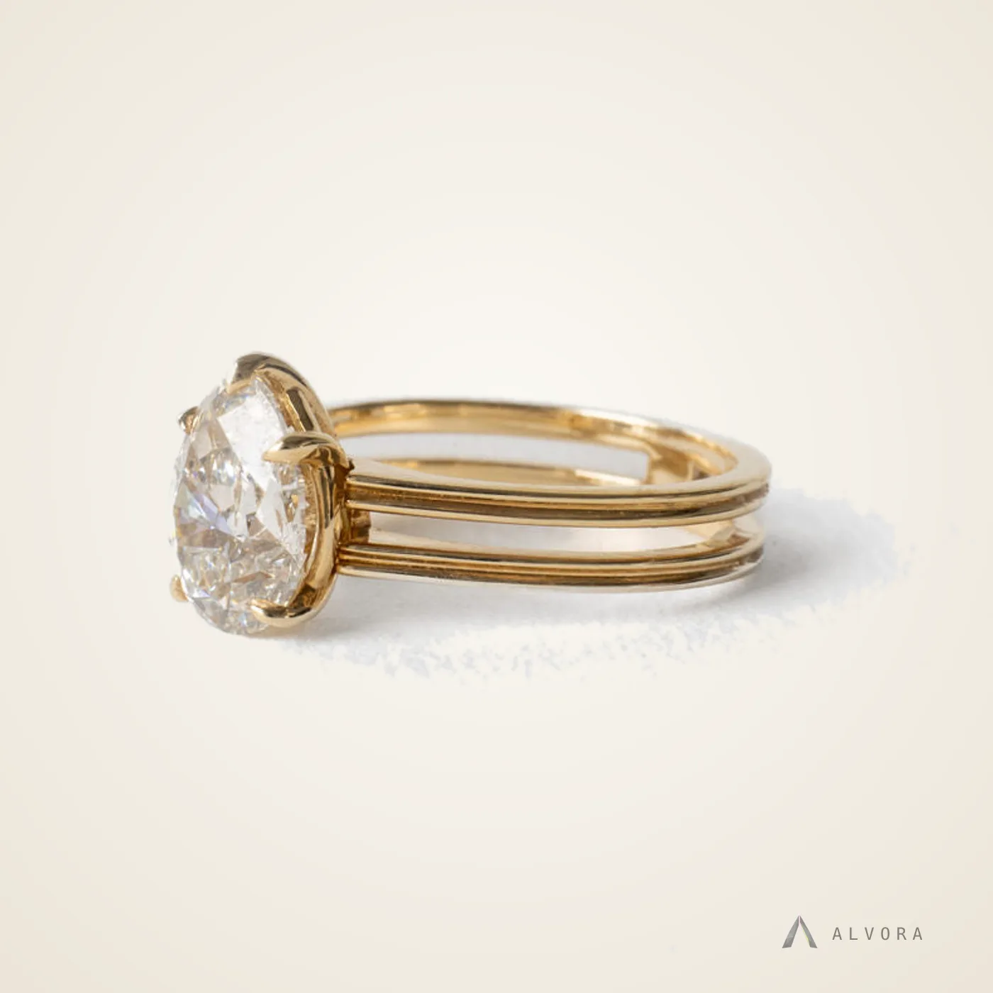 Eira Pear Solitaire, pear solitaire lab-grown diamond engagement ring