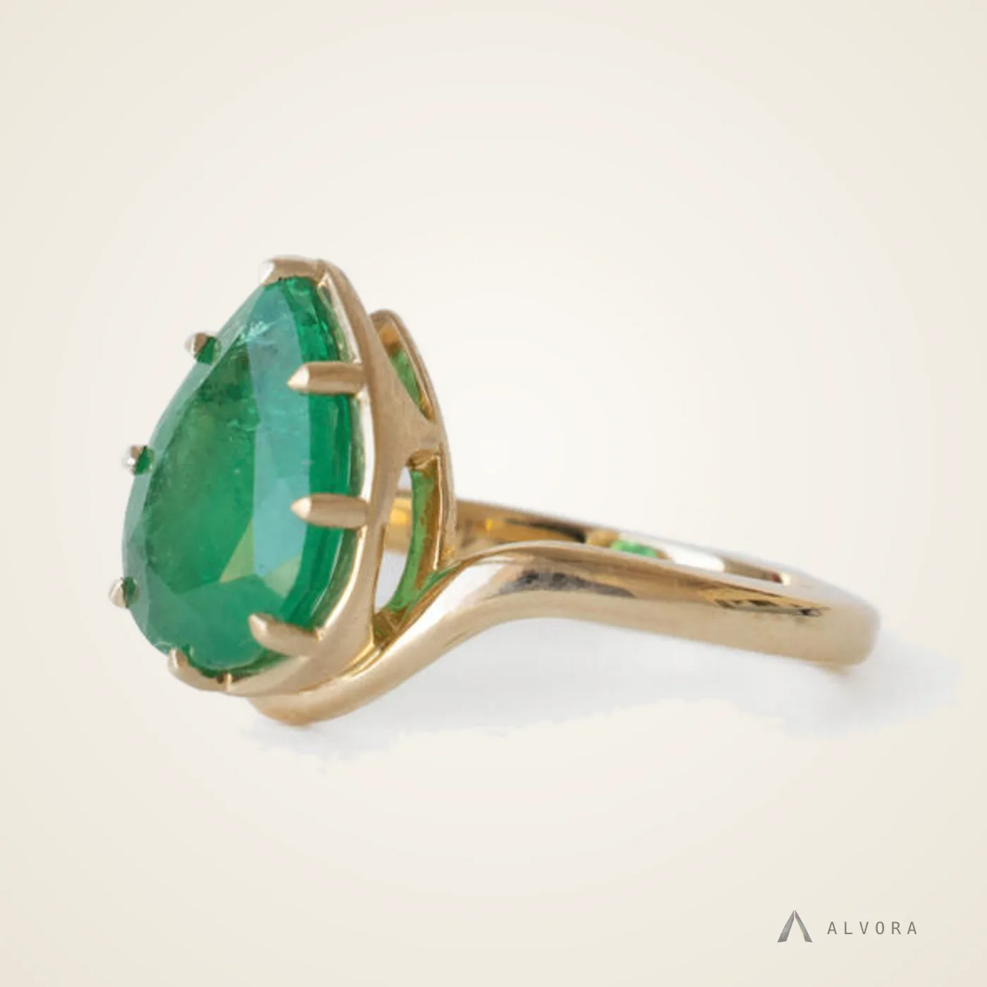 Ellora Pear Solitaire, pear solitaire lab-grown diamond engagement ring