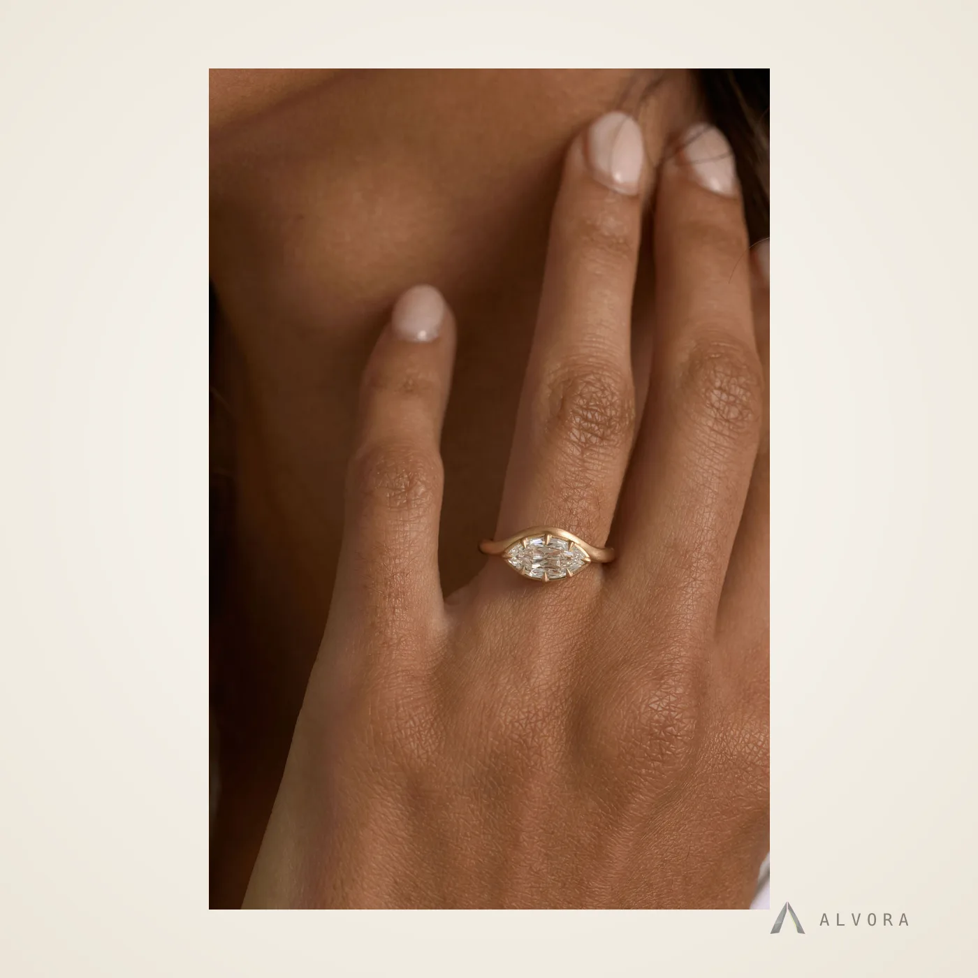 Valen Marquise Solitaire, marquise solitaire lab-grown diamond engagement ring