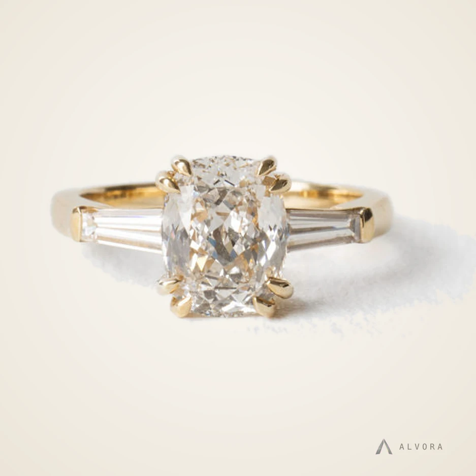 Fenella Elongated Cushion Solitaire, elongated cushion solitaire lab-grown diamond engagement ring