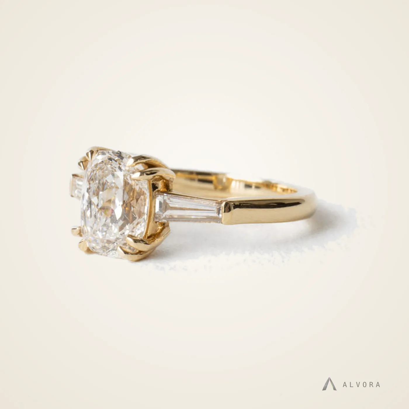 Fenella Elongated Cushion Solitaire, elongated cushion solitaire lab-grown diamond engagement ring