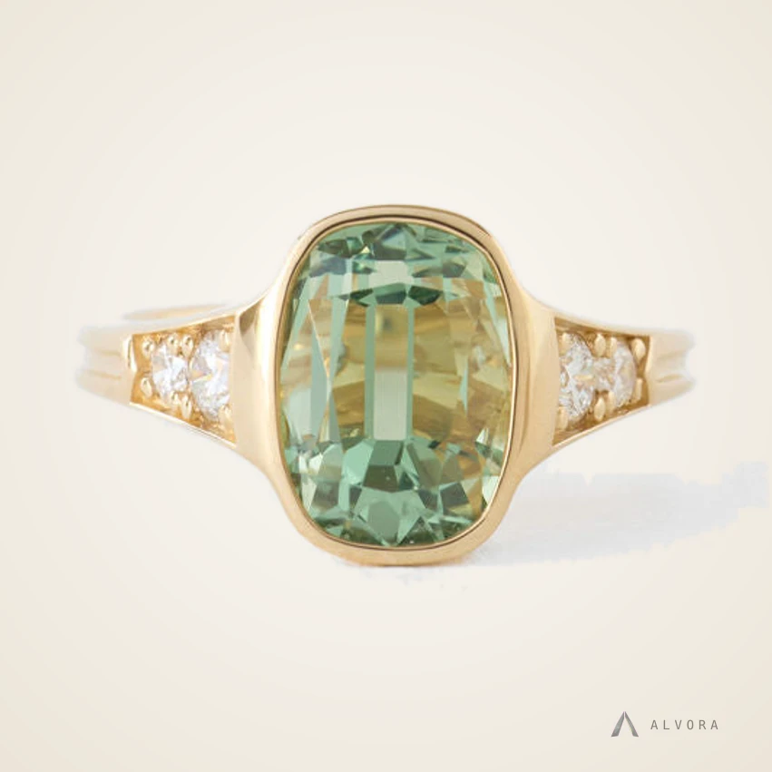 Romilly Green Elongated Cushion Solitaire, elongated cushion solitaire lab-grown diamond engagement ring