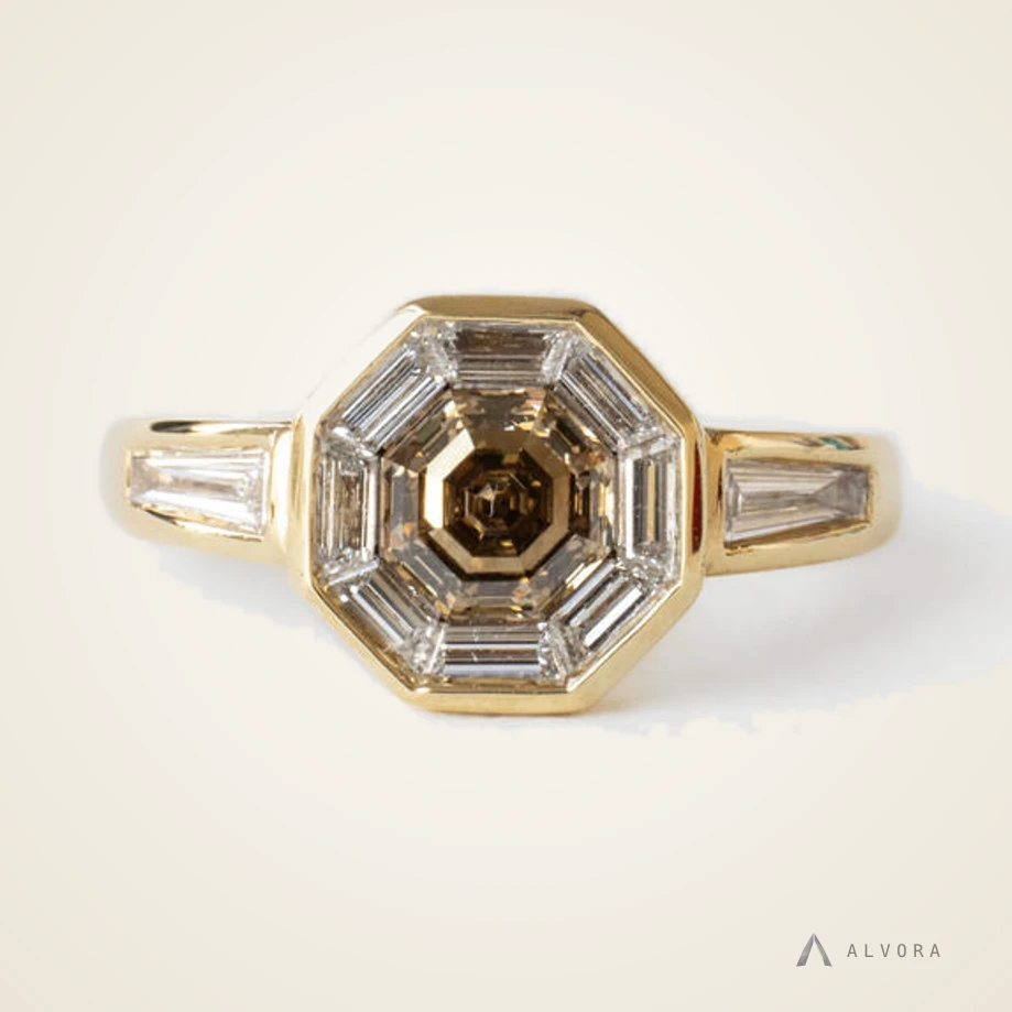 Ianthe Champagne Solitaire, solitaire lab-grown diamond engagement ring
