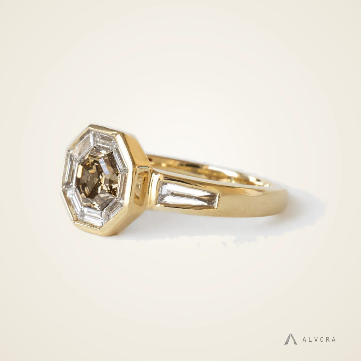 Ianthe Champagne Solitaire, solitaire lab-grown diamond engagement ring
