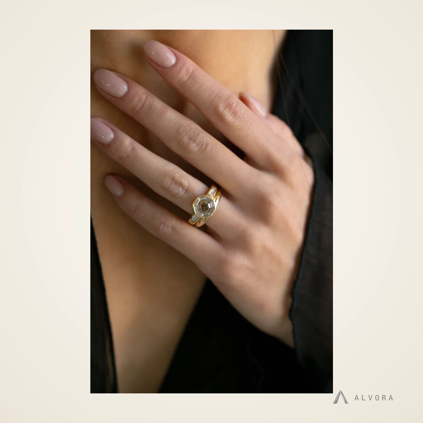 Ianthe Champagne Solitaire, solitaire lab-grown diamond engagement ring