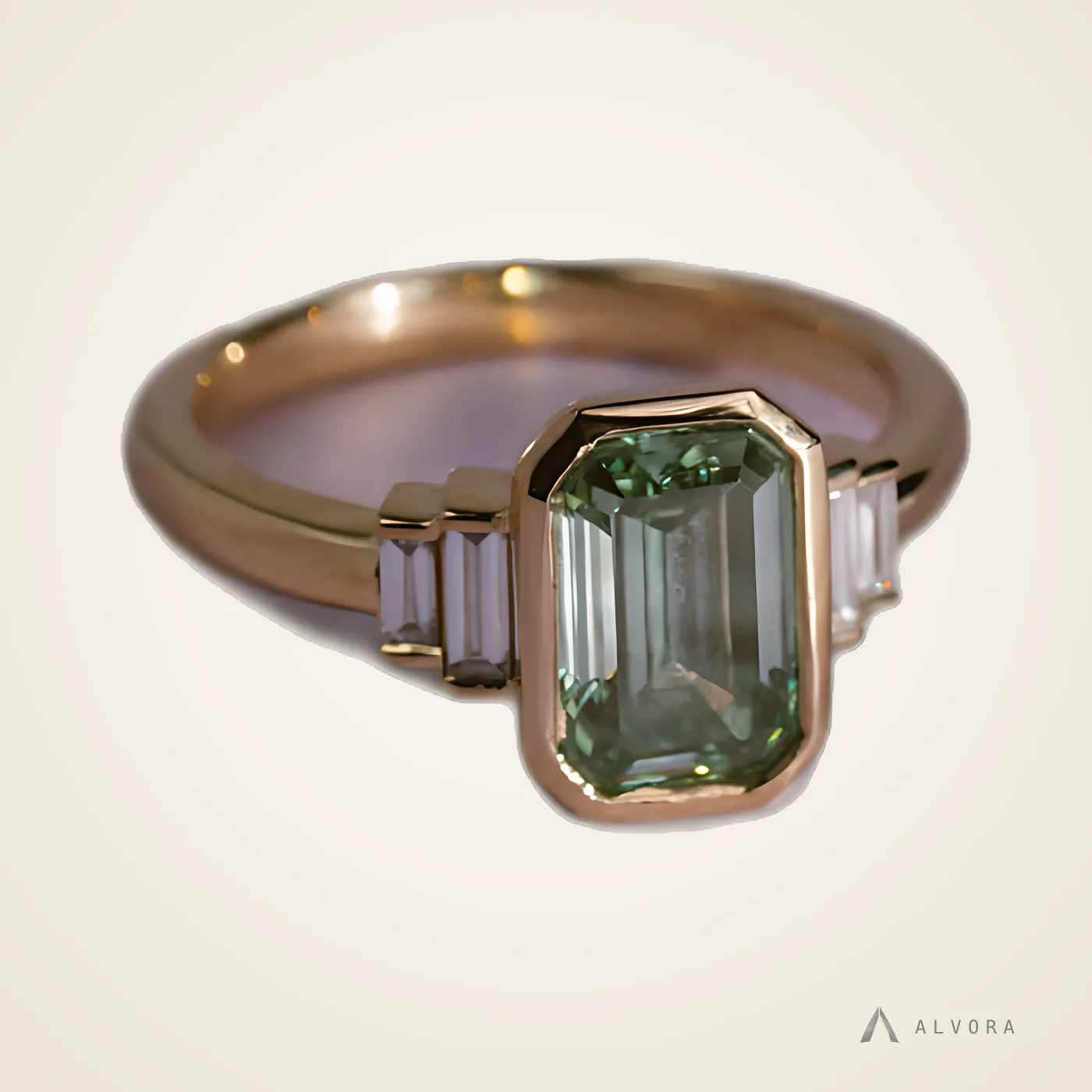 Irina Green Solitaire, solitaire lab-grown diamond engagement ring
