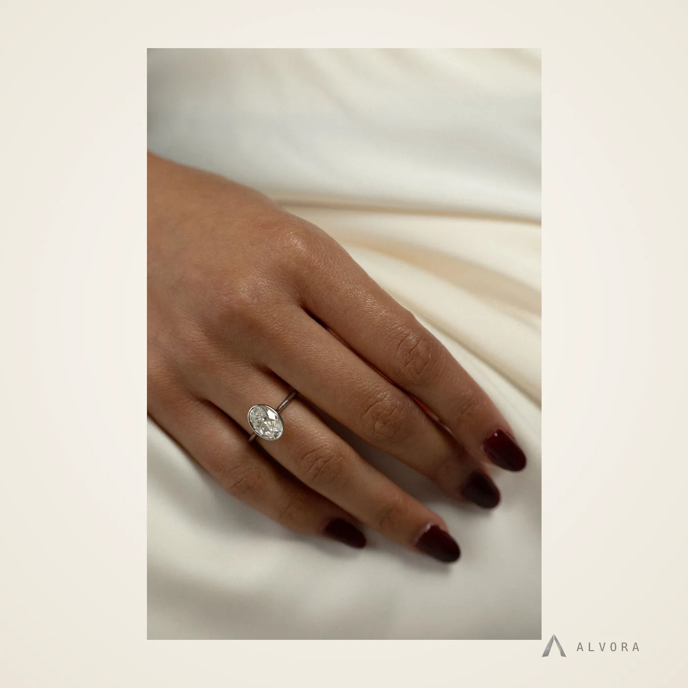 Nerida Oval Bezel, oval bezel lab-grown diamond engagement ring