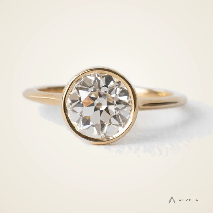 Nerida Round Bezel, round bezel lab-grown diamond engagement ring