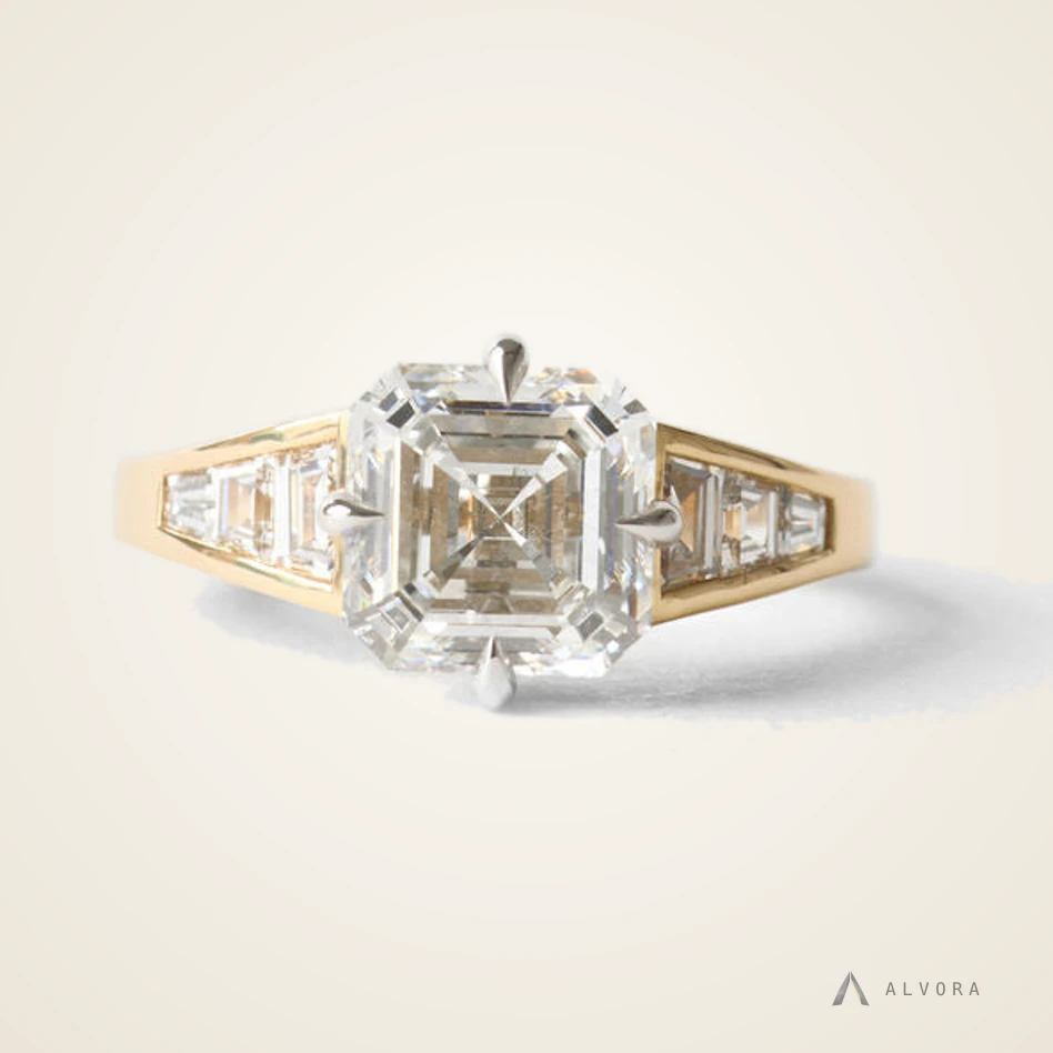 Josiane Asscher Solitaire, asscher solitaire lab-grown diamond engagement ring