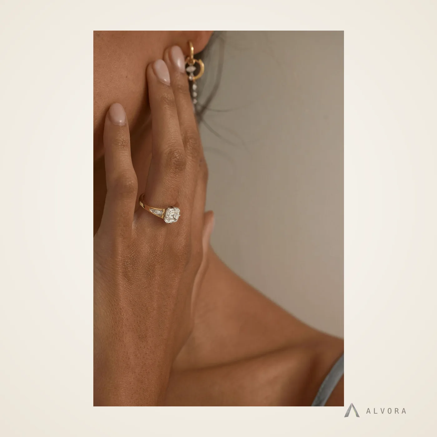 Josiane Asscher Solitaire, asscher solitaire lab-grown diamond engagement ring