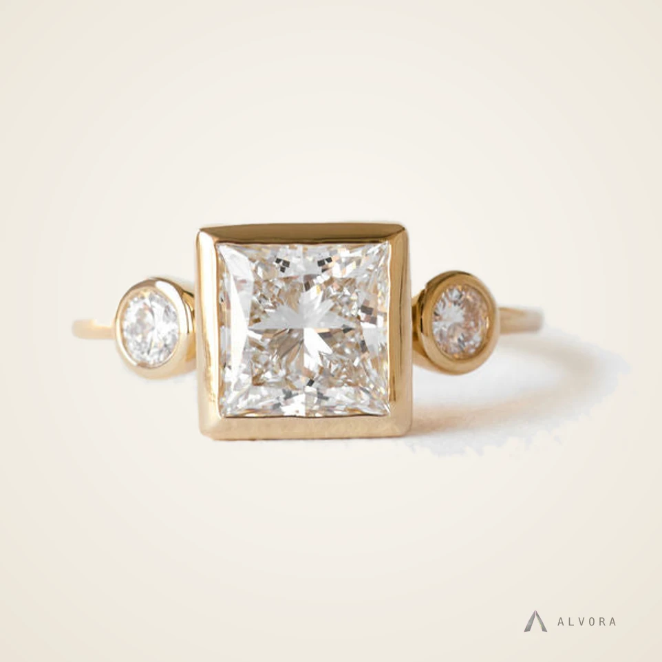 Ione Princess Solitaire, princess solitaire lab-grown diamond engagement ring