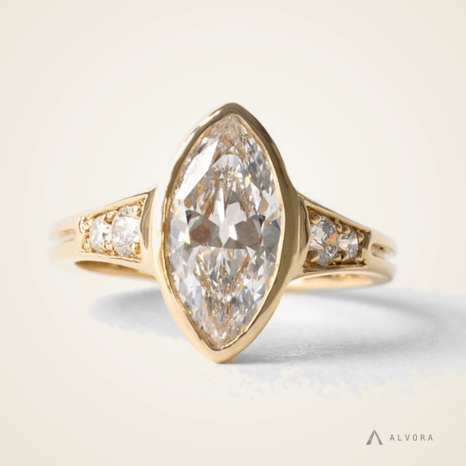 Romilly Marquise Solitaire, marquise solitaire lab-grown diamond engagement ring