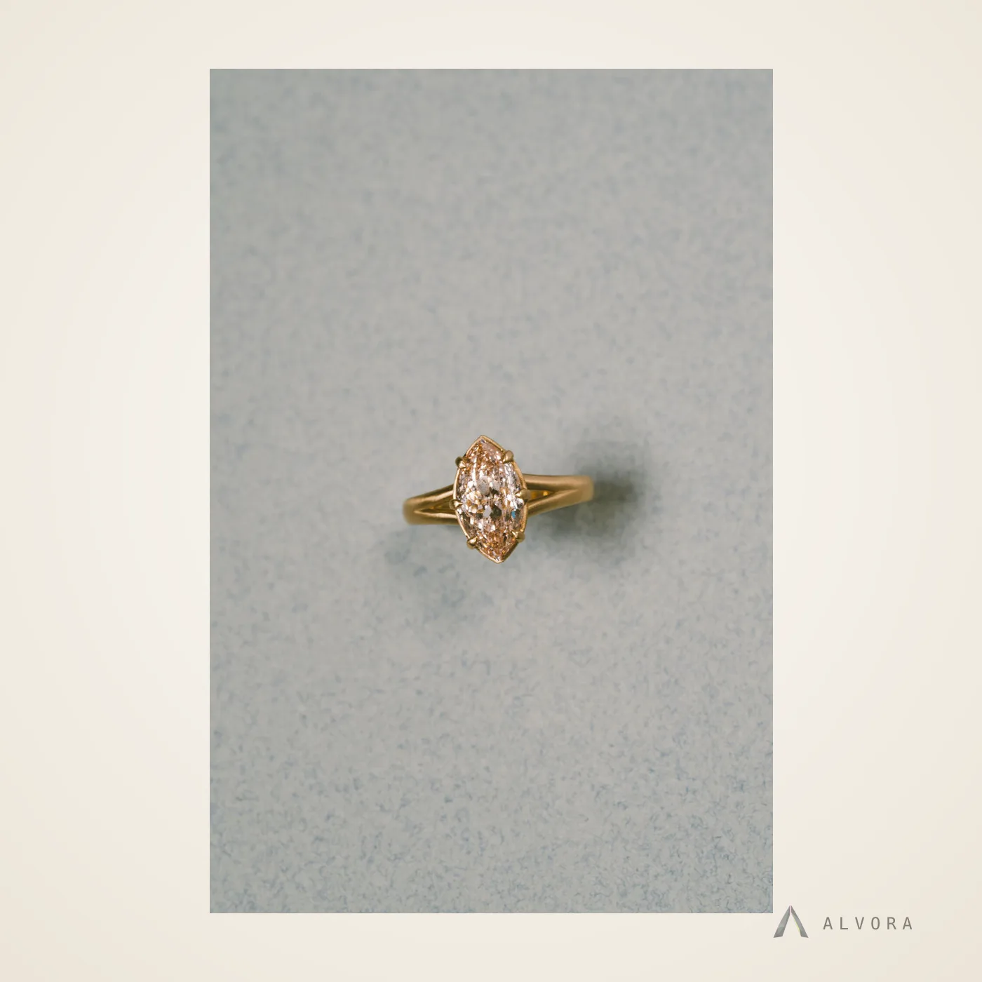 Loretta Champagne Marquise Solitaire, marquise solitaire lab-grown diamond engagement ring