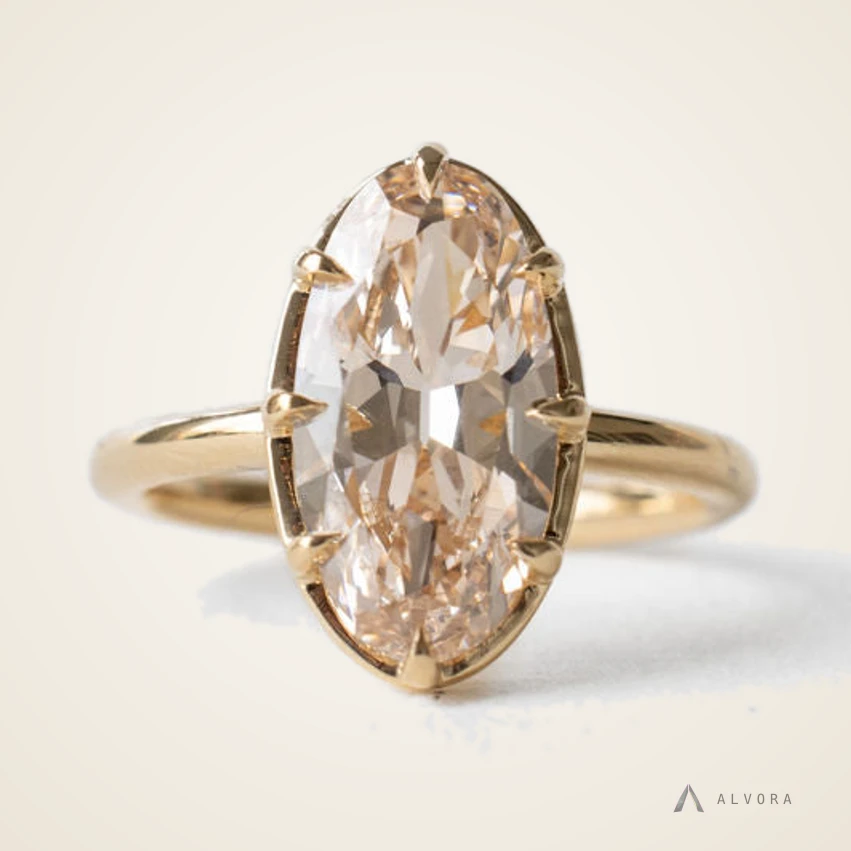 Hannelore Champagne Solitaire, solitaire lab-grown diamond engagement ring