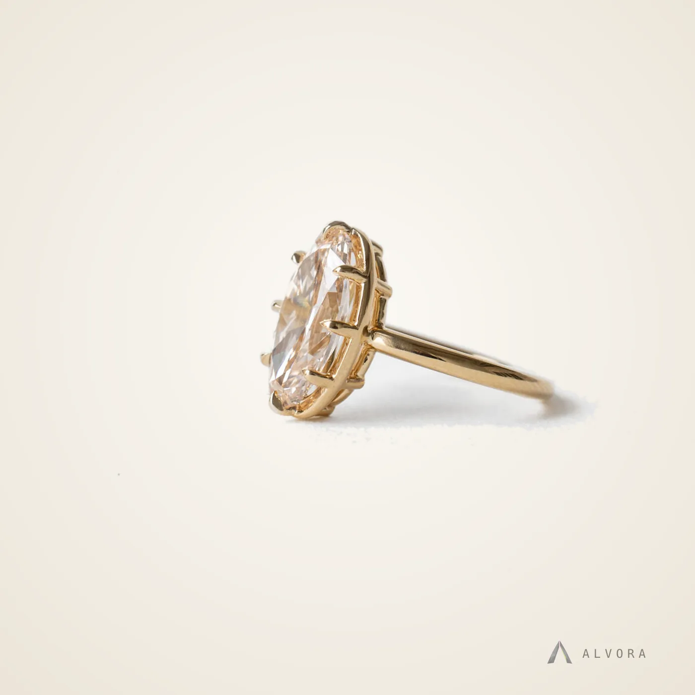 Hannelore Champagne Solitaire, solitaire lab-grown diamond engagement ring
