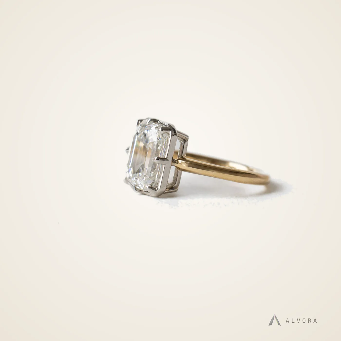 Hannelore Emerald Solitaire, emerald solitaire lab-grown diamond engagement ring