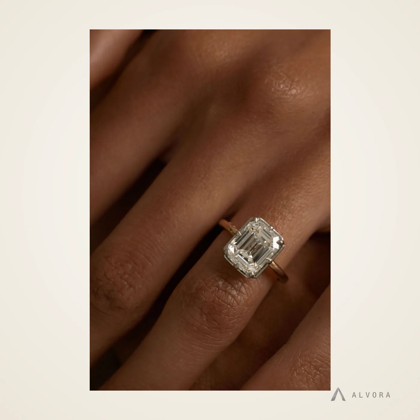 Hannelore Emerald Solitaire, emerald solitaire lab-grown diamond engagement ring