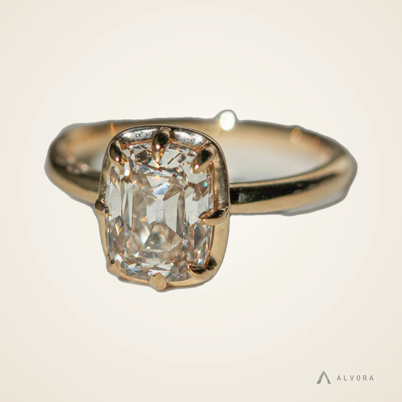 Hannelore Champagne Cushion Solitaire, cushion solitaire lab-grown diamond engagement ring